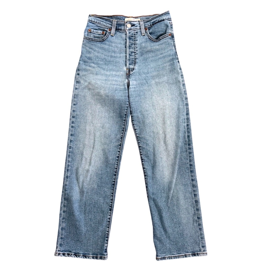 Levi's Ribcage Straight Leg High Rise Light Wash Denim Sz 26